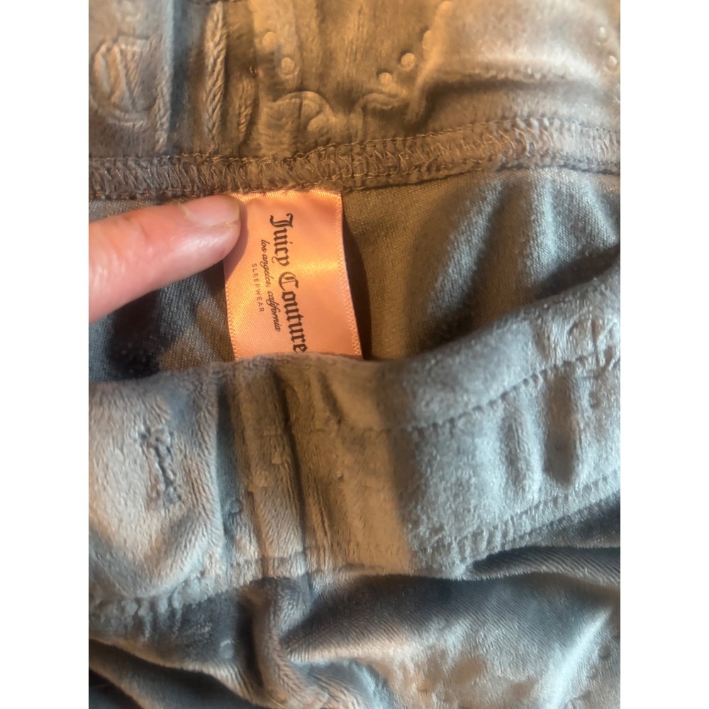 Juicy Couture Velour Pajama Set Gray Rhinestone Logo Monogram XL Sleepwear - Picture 4 of 11